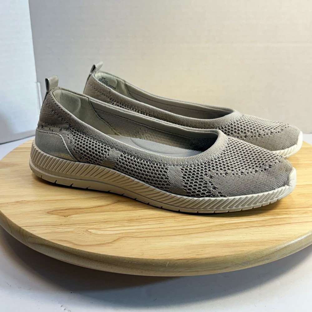 Easy Spirit Glitz 2 Silver Grey Knit Slip On Walking Shoes Flats 9W SEGLITZ2